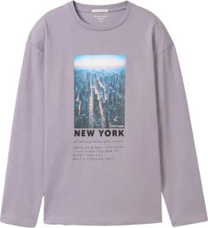 TOM TAILOR Jungen Oversized Langarmshirt mit Print, lila, Uni, Gr. 152