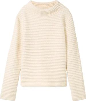 TOM TAILOR Damen Strickpullover mit Stehkragen, beige, Uni, Gr. XS