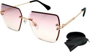 Vaccari-design Sonnenbrille (Designer Brille in Gold Metallbrille mit Hardcase) Verlaufsgetönte Gläser in Rosa mit Facettenschliff