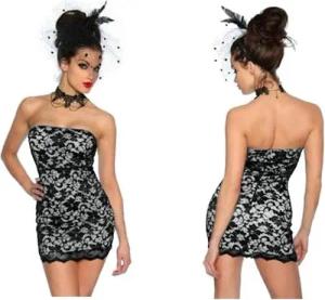 Atixo Spitzenkleid Bandeaukleid Minikleid Partykleid Clubkleid Etuikleid Spitzenkleid