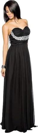 Atixo Abendkleid Bandeau-Abendkleid Maxikleid langes Partykleid mit Schmucksteinbesatz