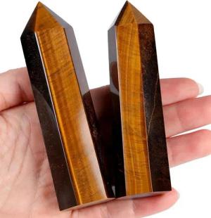 LuxusKollektion Edelstein Großes Tigerauge Kristall Turm - Bergkristall 9-10cm