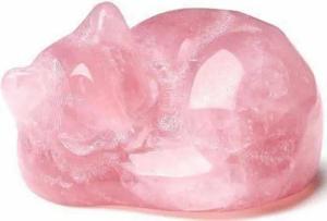 LuxusKollektion Edelstein Rosenquarz Katze Figur Statue Heilsteine Dekor Niedlich Glückskätzchen