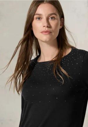 Cecil Damen Pullover mit Glitzer-Details in Schwarz, Gr: XL