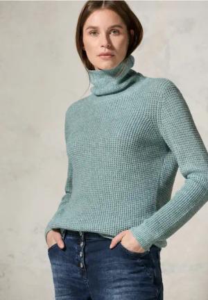 Cecil Damen Softer Rollkragenpullover in Grün, Gr: XXL