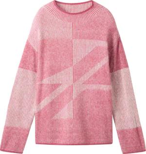 TOM TAILOR Damen Gemusterter Strickpullover, rosa, Gemustert, Gr. L