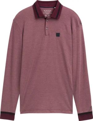 TOM TAILOR Herren Langarm Poloshirt mit Logo Badge, rot, Uni, Gr. XXXL
