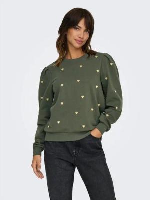 ONLY Sweatshirt ONLCALLE L/S O-NECK BOX SWT mit Herz Applikation