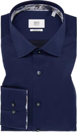 MODERN FIT Luxury Shirt in dunkelblau unifarben