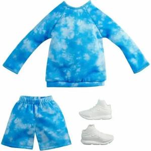 Mattel® Puppenkleidung Mattel HRH34 - Barbie Ken Fashions Modeset - Blau-Weißes Jeans-Outfit
