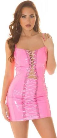 Koucla Minikleid in sexy Latex-Optik, Kleid Schnürung Partykleid