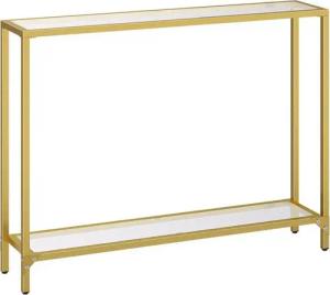 LuxusKollektion Büromöbel-Set Konsolentisch Hartglas Gold 100 cm Beistelltisch modern Wohnzimmer