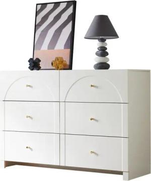 Merax Sideboard, mit 6 Schubladen und goldenem Griff, Kommode, Anrichte, Buffet
