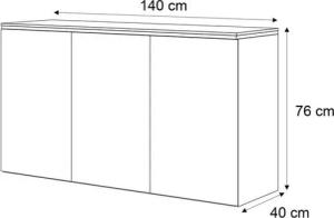 ALLHOUSE24 Kommode LAURA 140 cm Breite KASCHMIR Sideboard Dreitürige Kommode GOLD
