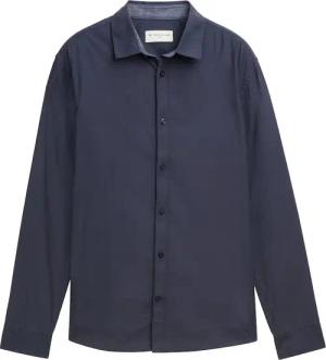 TOM TAILOR Herren Fitted Hemd aus Baumwolle, blau, Uni, Gr. XXL