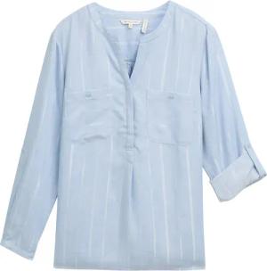 TOM TAILOR Damen Plus Size - Gestreifte Bluse mit Brusttaschen, blau, Gestreift, Gr. 48