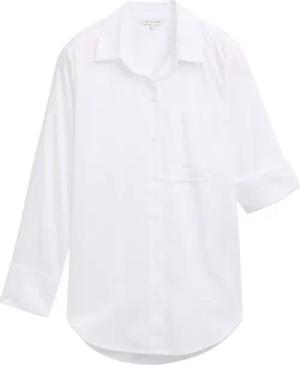 TOM TAILOR Damen Basic Hemdbluse aus Baumwolle, weiß, Uni, Gr. 46