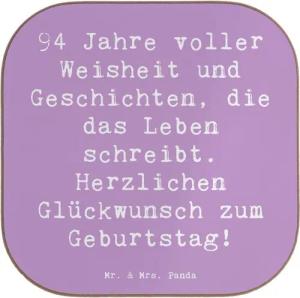 Mr. & Mrs. Panda Getränkeuntersetzer Spruch 94. Geburtstag - Lavendeltraum - Geschenk, Erfahrungen, Unters, 1-tlg.