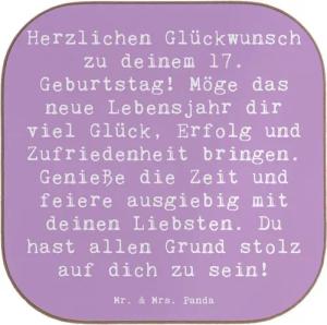 Mr. & Mrs. Panda Getränkeuntersetzer Spruch 17. Geburtstag - Lavendeltraum - Geschenk, wertvolle Erfahrung, 1-tlg.