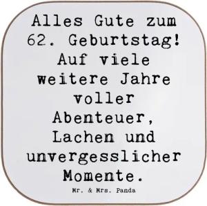 Mr. & Mrs. Panda Getränkeuntersetzer Spruch 62. Geburtstag - Weiß - Geschenk, feiern, Erfahrung, viele wei, 1-tlg.