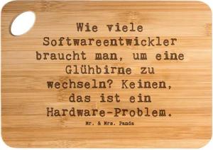 Mr. & Mrs. Panda Servierbrett Spruch Softwareentwickler Glühbirne - Transparent - Geschenk, Program, Bambus, (1-St)