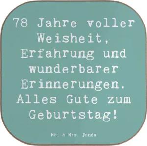 Mr. & Mrs. Panda Getränkeuntersetzer Spruch 78. Geburtstag - Meeresbrise - Geschenk, Erfahrung, Alles gut, 1-tlg.