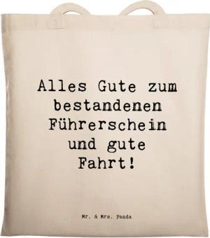 Mr. & Mrs. Panda Tragetasche Spruch Erste Erfahrungen im Straßenverkehr - Transparent - Geschenk, (1-tlg)