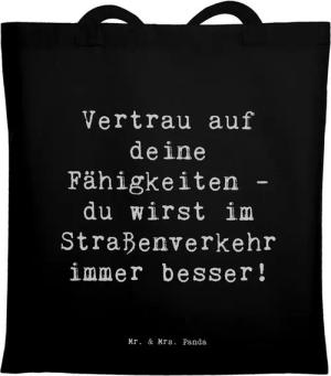 Mr. & Mrs. Panda Tragetasche Spruch Erste Erfahrungen im Straßenverkehr machen - Schwarz - Geschen (1-tlg)