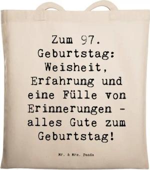 Mr. & Mrs. Panda Tragetasche Spruch 97. Geburtstag - Transparent - Geschenk, Erfahrung, Wertschätz (1-tlg)