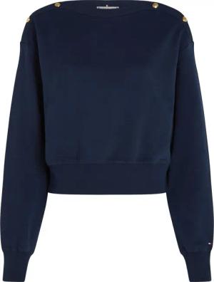 Tommy Hilfiger Curve Sweatshirt "CRV GOLD BTN BOAT-NK SWTSHRT", in Großen Größen, mit goldfarbenem Knopf, U-Boot Ausschnitt