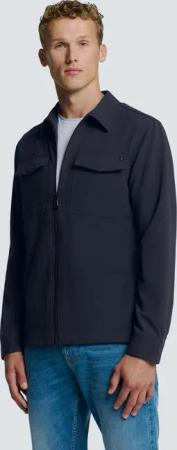 NO EXCESS Langarmhemd "No Excess Stretch Overshirt mit Reißverschluss"