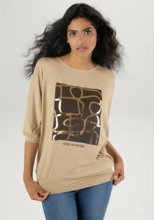 Aniston SELECTED Fledermausshirt, mit goldfarbenem Folienprint