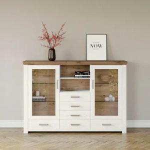 set one by Musterring Highboard "York", Typ 56, mit Glastüren, Beleuchtung optional, B 184 cm