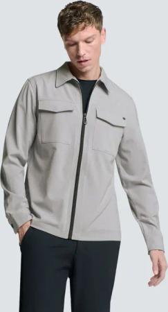 NO EXCESS Langarmhemd "No Excess Stretch Overshirt mit Reißverschluss"