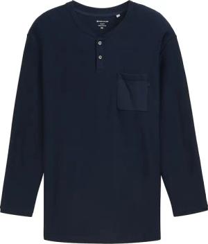 TOM TAILOR Herren Plus Size - Henley Langarmshirt, blau, Uni, Gr. 4XL