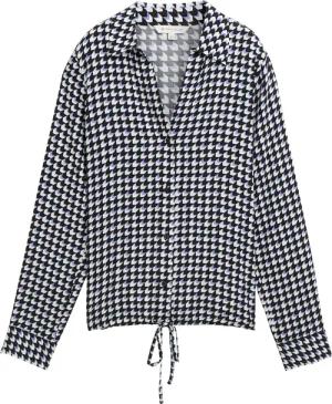 TOM TAILOR Damen Bluse mit Kordelzug, schwarz, Gemustert, Gr. 36