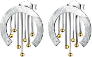 Runde Perlé Paar Ohrstecker Handgefertigte Ohrstecker "Blumenschnitt", 925er Silber, 18K Gold, zarte Blume (inkl. Geschenkverpackung)