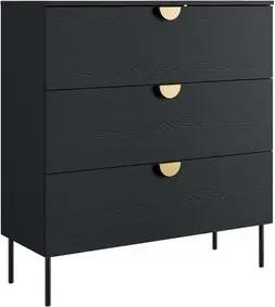 Leonique Kommode BELLOT Sideboard mit 3 Schubladen, Maße B/T/H: 100/40/107 cm, auf Metallfüßen, mit goldenen Metallgriffe