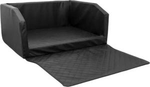 CopcoPet Tier-Autobett Autohundebett Weiß/Schwarz 80x55cm mit Gurtsystem und Viscoschaumstoff