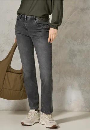 Cecil Damen Jeans mit Bouclé-Detail in Grau, Gr: 29