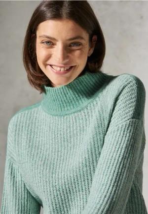 Cecil Damen Mouliné Pullover in Grün, Gr: L