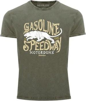 Neverless Print-Shirt Neverless® Herren T-Shirt Vintage Shirt Printshirt Gasoline Speedway mit Print