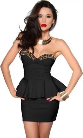 Atixo Abendkleid Bandeau-Minikleid Vintage-Kleid mit Spikes Partykleid Clubkleid