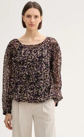 TOM TAILOR Langarmbluse Gemusterte Chiffon Bluse