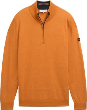 TOM TAILOR Herren Troyer Strickpullover, orange, Meliert, Gr. M