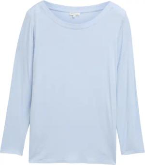 TOM TAILOR Damen Plus Size - Langarmshirt mit Modal, blau, Uni, Gr. 46