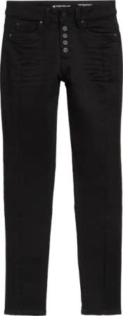 TOM TAILOR Damen TTKATE SLIM Jeans mit Knopfleiste, schwarz, Uni, Gr. 26/30