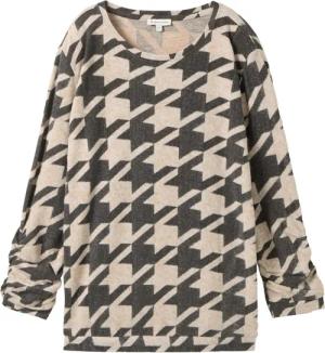 TOM TAILOR Damen Gemustertes 3/4-Arm-Shirt, beige, Gemustert, Gr. S