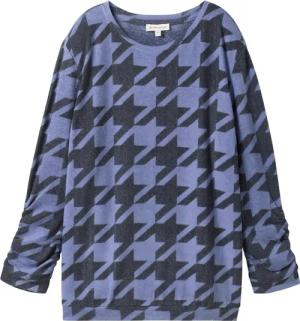 TOM TAILOR Damen Gemustertes 3/4-Arm-Shirt, blau, Gemustert, Gr. L
