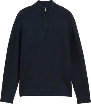 TOM TAILOR Herren Troyer Strickpullover, blau, Meliert, Gr. XXL